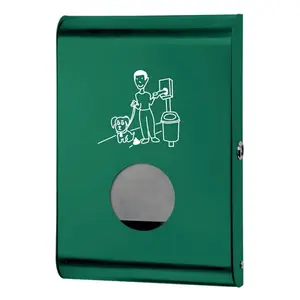 Distributeur mural de sachets hygiène canine en acier galvanisé vert