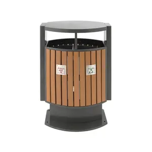 Poubelle extérieure tri sélectif 78L lames imitation bois