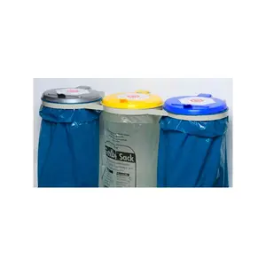 Support 3 sacs mural galvanisé 120L avec couvercle plastique