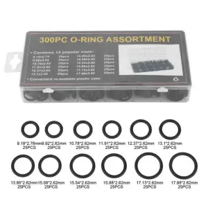 Assortiment de joints toriques, 300 pièces de tailles dans une boîte en plastique, pour pompes de garages de plombiers O-RIN3001