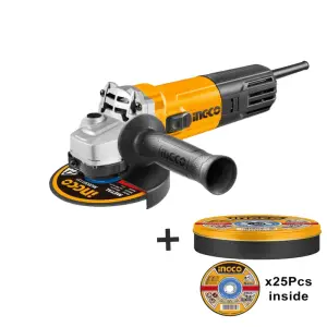 Meuleuse D'angle 750W 115mm + boîte de 25 disques abrasifs 115*1,2*22,2 AG7108-25