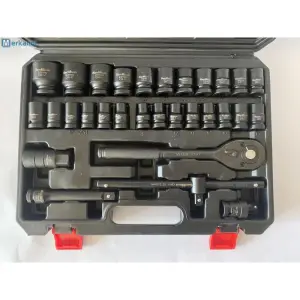 coffret de douilles chocs 30 pieces avec cliquet kraftmuller k1903