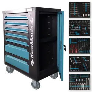 Servante d'atelier 199 outils inclus - 7 tiroirs 1 porte KM-7/5-439