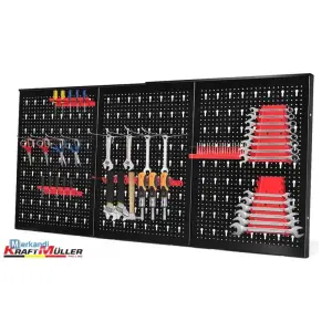 Mur d’outils perforé en plaque 120 cm x 60 cm x 2 cm + 25 crochet KMPPO