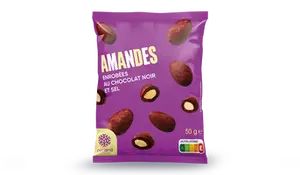 Amandes enrobées de chocolat et sel