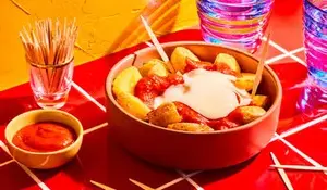 Patatas bravas pdt, sauce tomate, sauce aïoli