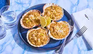 4 coquilles colin saumon sauce crème ciboulette