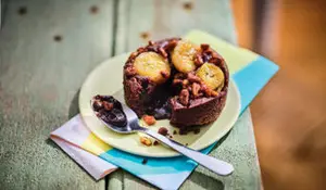 Moelleux banane, chocolat, pécan