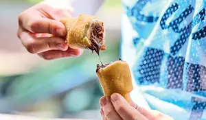 Churros peruanos, churro roulé, cœur cacao