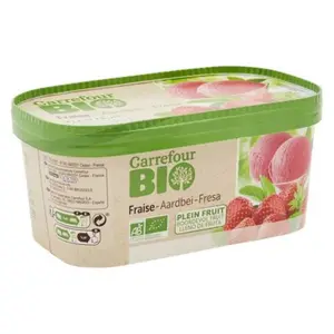 Sorbet Glace Fraise en Bac Carrefour Bio 585g
