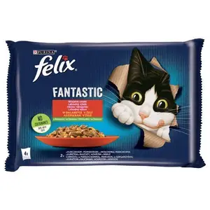 Felix Fantastique Wiejskie Smaki aliments pour chats avec des légumes en gelée, 4x85 g