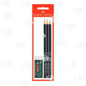 Crayon 1111 Faber Castell 3 unités + Gomme grand modèle Faber Castell 1 unité