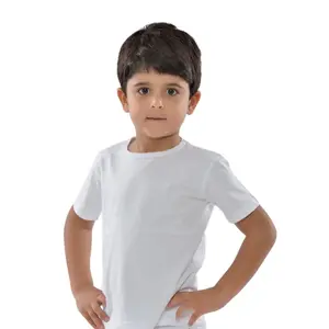 T-shirt Garçon à Manches Courtes Col Rond Blanc - 4 Ans