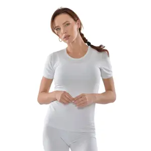 T-shirt Femme à Manches Courtes Col Rond avec Dentelle Blanc - Taille S