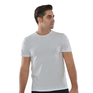 T-shirt Homme à Manches Courtes Col Rond Blanc - Taille S