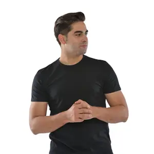 T-shirt Homme à Manches Courtes Col Rond Noir - Taille L