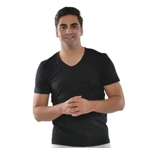 T-shirt Homme à Manches Courtes Col V Noir - Taille XXL