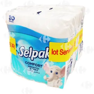 Lot de 3 Serviettes de Table Selpak 30x30cm 80 unités