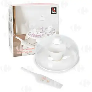 Porte-gâteaux à Pied en Porcelaine avec Pelle et Cloche 28cm
