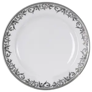 Assiette New Bone China Avec Fresque Argent 25 cm