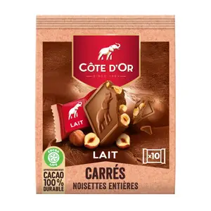 Choc Carre Lait Nois.10X20G Cote D