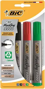 Bic Marking 2300 Ecolutions Marqueurs Permanents À Pointe Ogive - Couleurs Assorties, Blister De 4