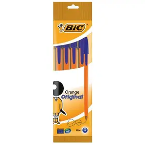 Stylo à Bille Orange Fine Assorti Bleu Bic 4 unités