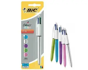 Stylo à Bille 4 Couleurs Shine Silver Body BIC