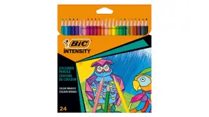 Bic Intensity Crayon De Couleur Triangulaire Mine Douce Corps Coloré Sans Bois Pack De 24