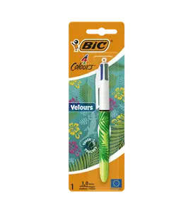 Stylo à Bille 4 Couleurs Pointe Moyenne Velours BIC