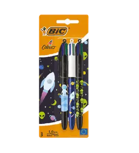 Stylos-Bille Pointe Moyenne 10 Couleurs Bic 3 unités