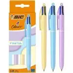BIC 4 couleurs Stylos à bille pastel, 3 pièces