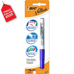 Marqueur effaçable Pointe Medium Bleu Velleda 1741 BIC 2 pièces