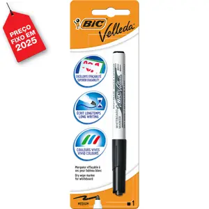 Marqueur effaçable Pointe Medium Noir Velleda 1741 BIC 2 pièces