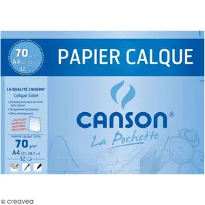 Pochette Canson de 12 Feuilles Calque SatinCanson 70g A4