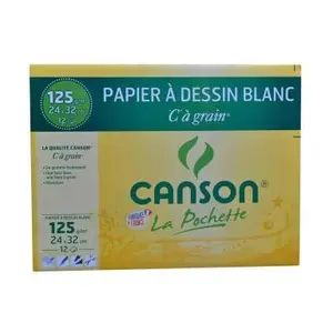 Papier à dessin blanc C à grain La Pochette x12 24x32cm 125g/m² - CANSON