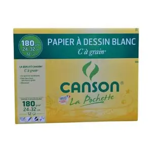 Papier à dessin blanc "C" à grain x12 24x32cm 180g/m² - CANSON