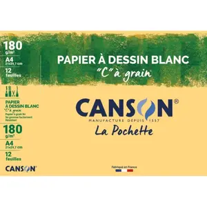 Pochette Canson de 10 Feuilles Papier Canson Blanc à Grain 180g A3