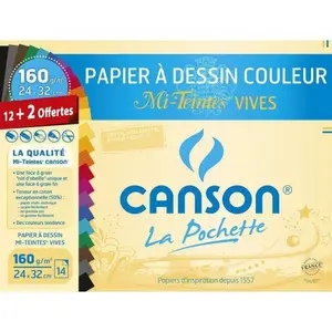 Papier à Dessin Canson Mi-Teintes A3 160g 8 Feuilles