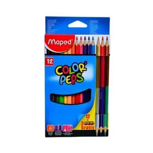 Crayons de couleur en bois triangulaire Color'Peps 12+3 duo gratuits -MAPED