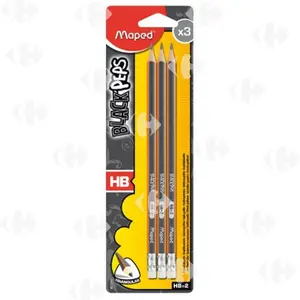 Crayons Graphite HB Bouts Gommes 3 pièces