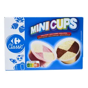 Mini Pots Glace Vanille Chocolat Vanille Fraise Carrefour 12 unités 60ml