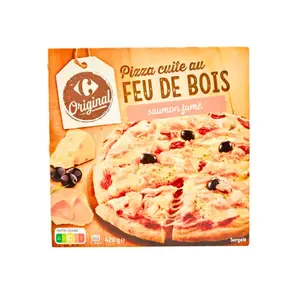 Pizza Saumon au Feu de Bois Carrefour 440g.