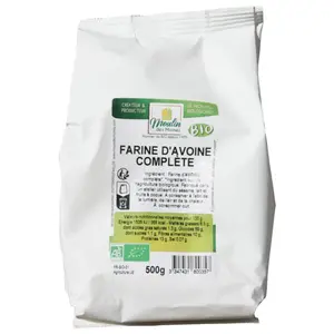 Farine Avoine Complete Bio Moulin Des Moines 500g