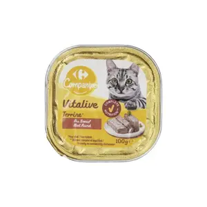 Terrine pour chat au bœuf CARREFOUR - Barquette 100 g