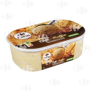 Crème Glacée Café avec des Morceaux de Chocolat en bac Carrefour 1L