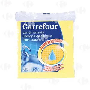 Carrefour Panni Spugna 5 Pezzi se traduit par des nappes d'éponges Carrefour 5 pièces.