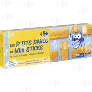 Bâtonnets Panés  Colin D'Alaska  Carrefour Blanc 450G