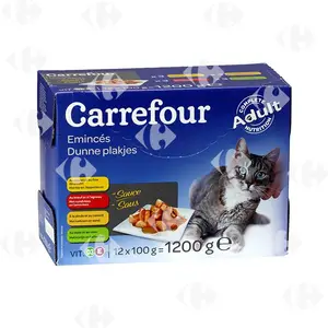 Assortiment de Pâtée pour Chats Émincés en Sauce Carrefour 12x100g