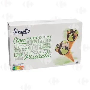 Cornets chocolat pistache Carrefour 8x120ml